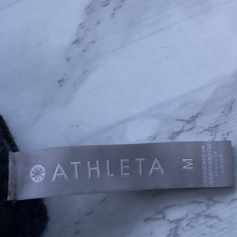 Athleta Womens Medium Animal Print Sweater Cashmere Wool Blend Gray Blue - Picture 4 of 11